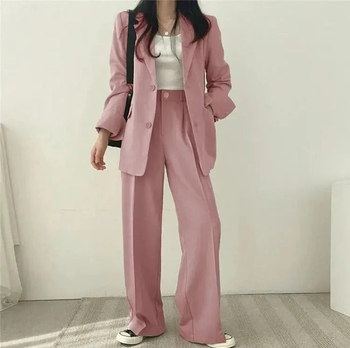 Women’s Suit Set with Tailored Blazer and Wide Leg Trousers