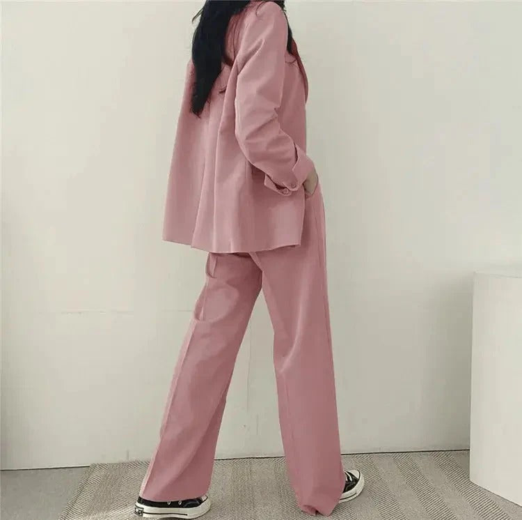 Women’s Suit Set with Tailored Blazer and Wide Leg Trousers