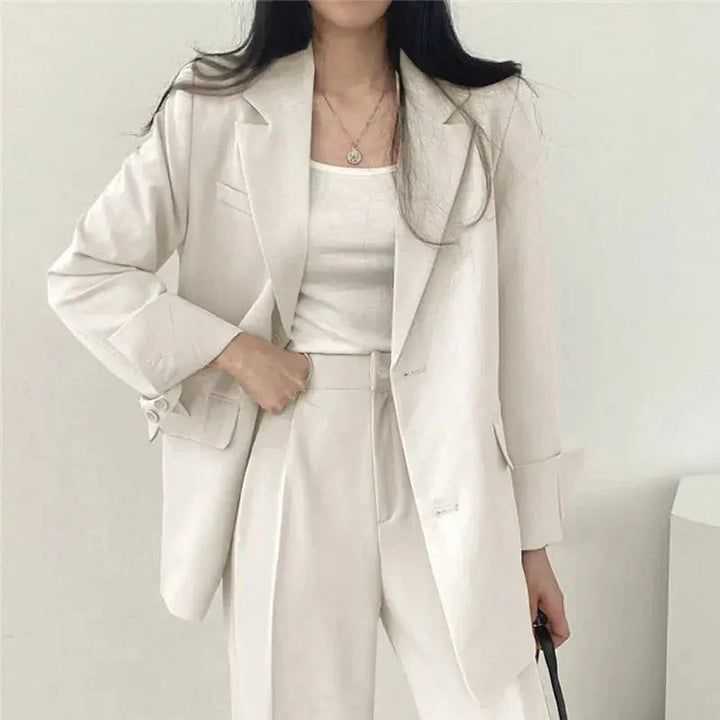 Women’s Suit Set with Tailored Blazer and Wide Leg Trousers