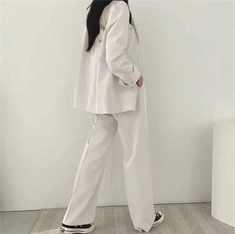 Women’s Suit Set with Tailored Blazer and Wide Leg Trousers