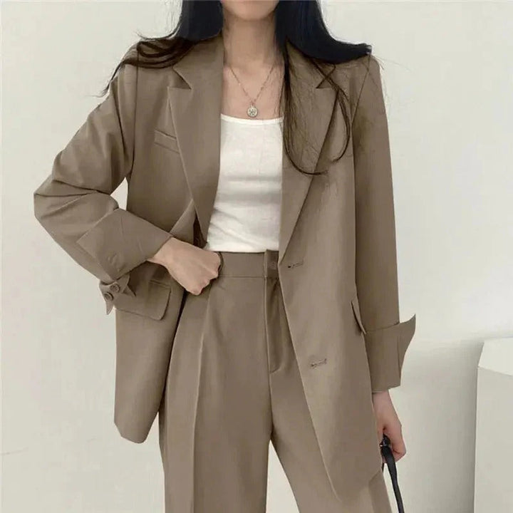 Women’s Suit Set with Tailored Blazer and Wide Leg Trousers