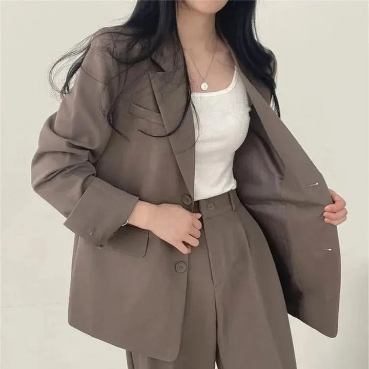 Women’s Suit Set with Tailored Blazer and Wide Leg Trousers