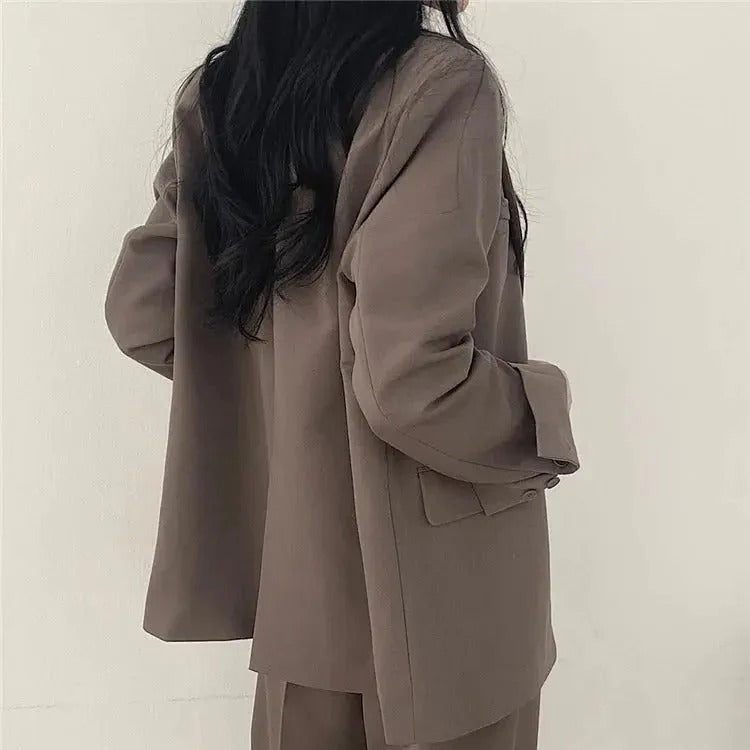 Women’s Suit Set with Tailored Blazer and Wide Leg Trousers