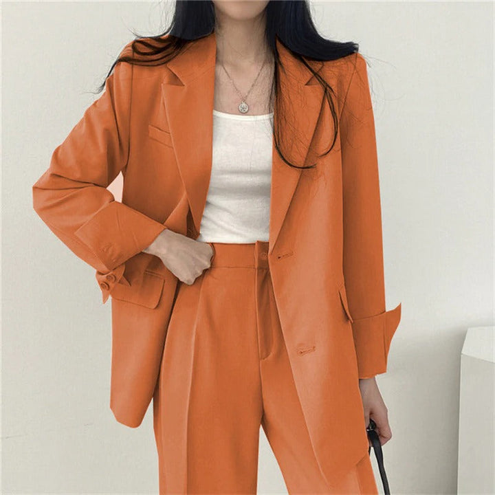 Women’s Suit Set with Tailored Blazer and Wide Leg Trousers