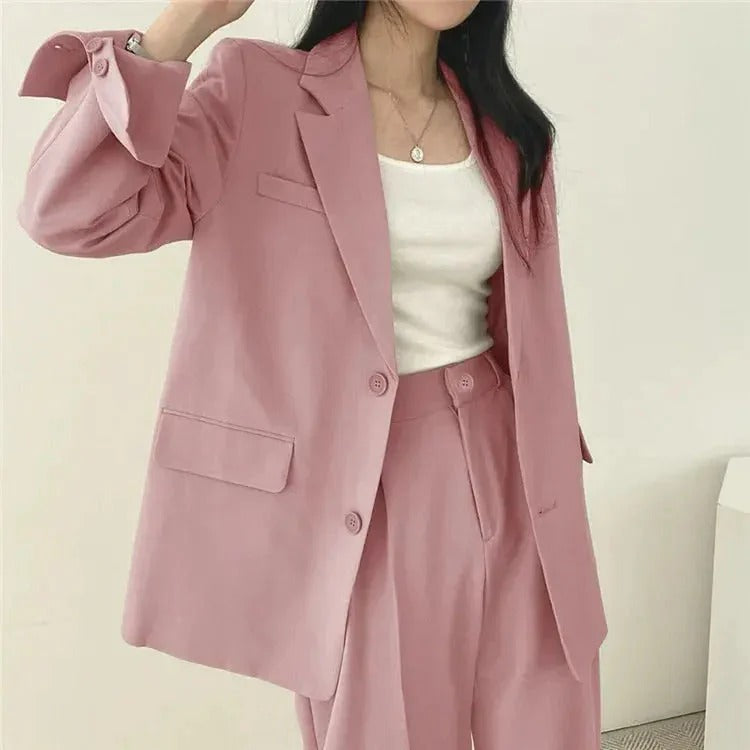 Women’s Suit Set with Tailored Blazer and Wide Leg Trousers
