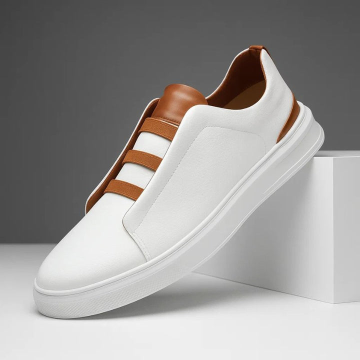 Oliver | Men's Leather Slip-On Sneakers Elastic Strap Casual