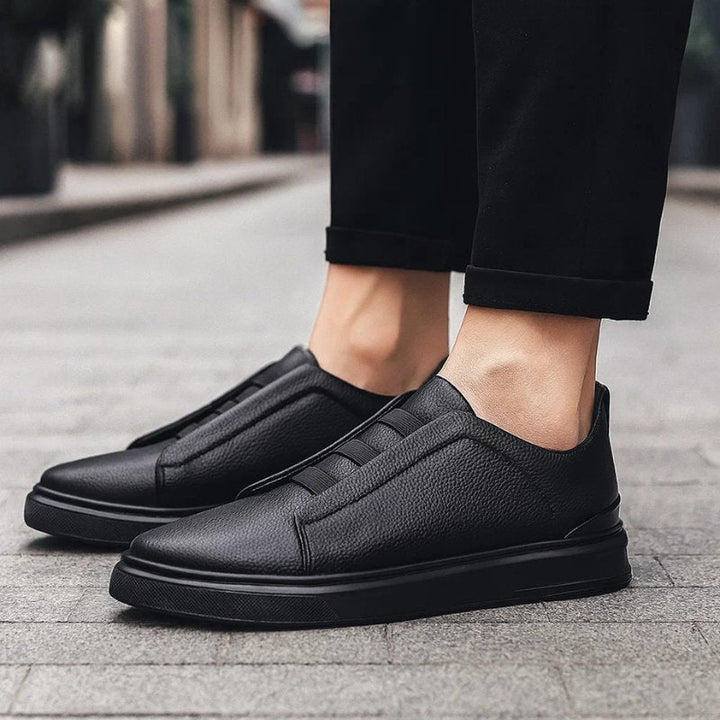 Oliver | Men's Leather Slip-On Sneakers Elastic Strap Casual