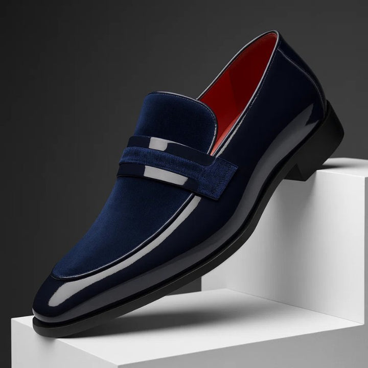 James | Men's Penny Loafers Italian Leather Suede Detail Slip-On