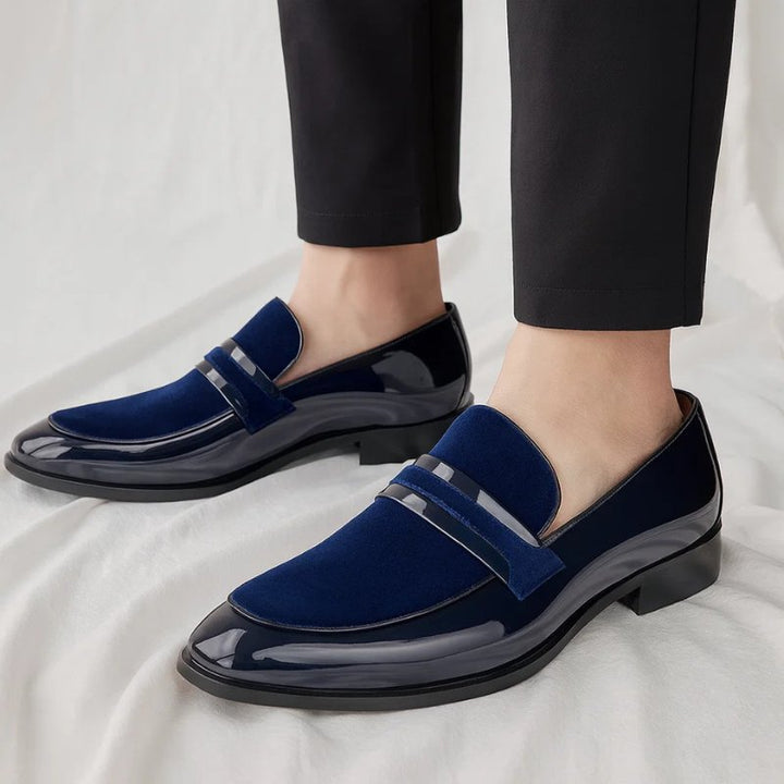 James | Men's Penny Loafers Italian Leather Suede Detail Slip-On