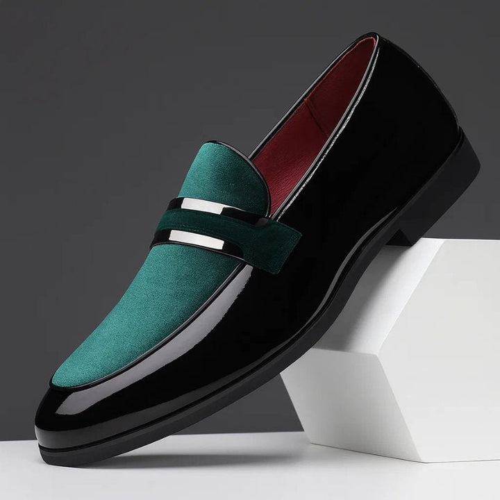 James | Men's Penny Loafers Italian Leather Suede Detail Slip-On