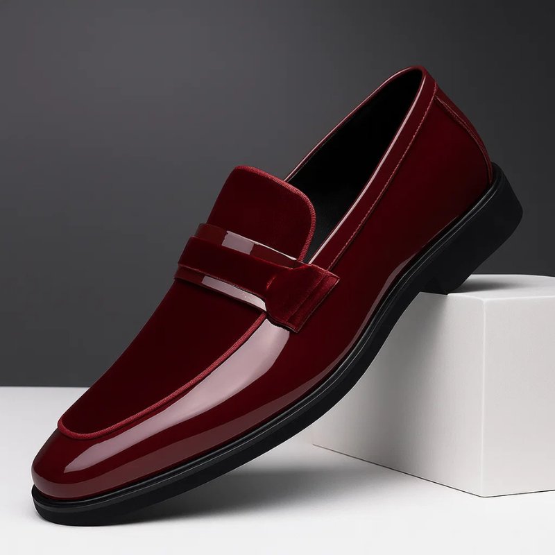 James | Men's Penny Loafers Italian Leather Suede Detail Slip-On