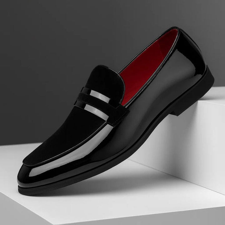 James | Men's Penny Loafers Italian Leather Suede Detail Slip-On