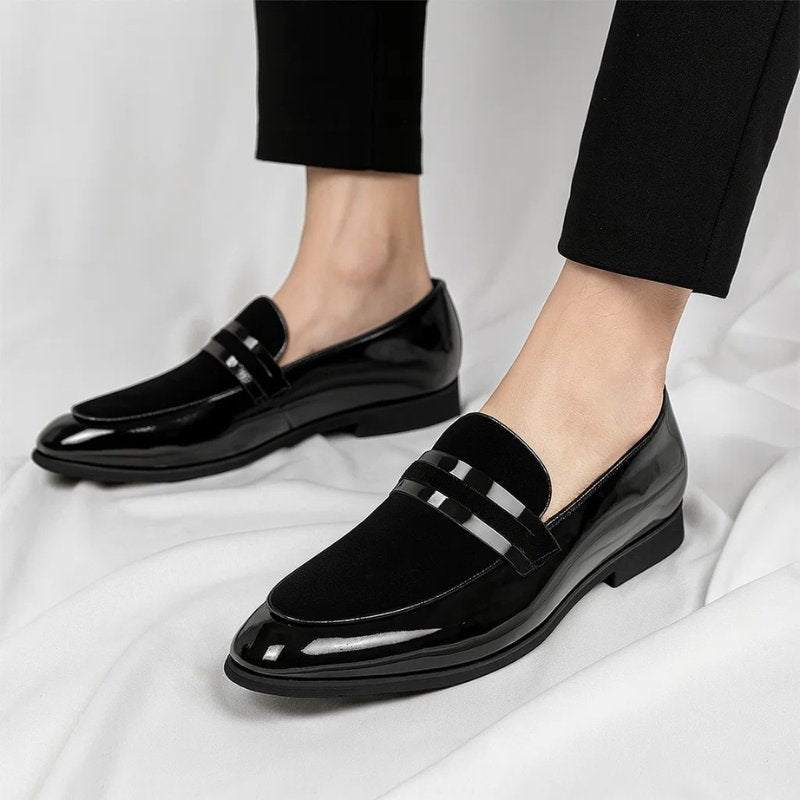 James | Men's Penny Loafers Italian Leather Suede Detail Slip-On