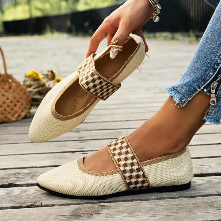Ophelia | Women's Checkered Strap Mary Jane Flats