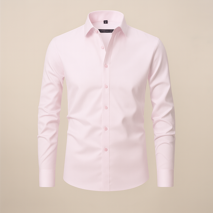 Men’s Long-Sleeved Shirt with Button Closure and Point Collar