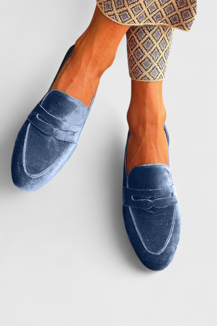 Portia | Women's Blue Slip-On Loafers