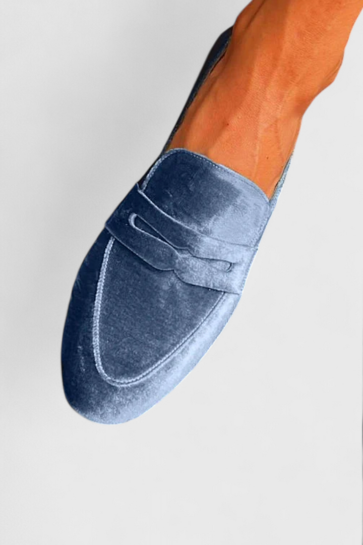 Portia | Women's Blue Slip-On Loafers