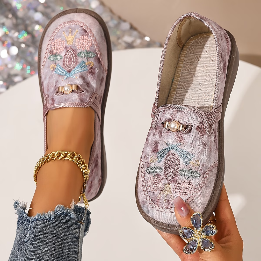 Willow | Women's Embroidered Floral Loafers